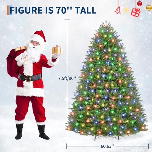 7.5ft Artificial Christmas Tree with Dense Branch Tips and Metal Stand - Full & Realistic Holiday Decor