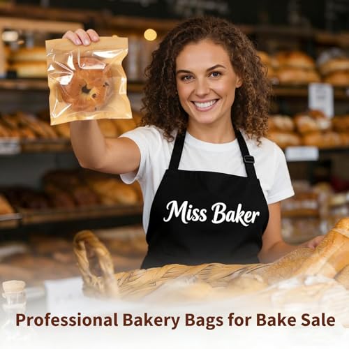 50 Pack Bakery Cookie Bags with Window & Thank You Stickers