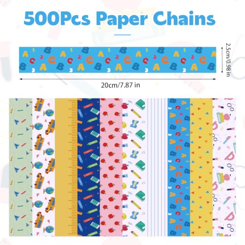 500 Peel-and-Stick Paper Chain Strips for Crafts | 10 Patterns, 59 Ft