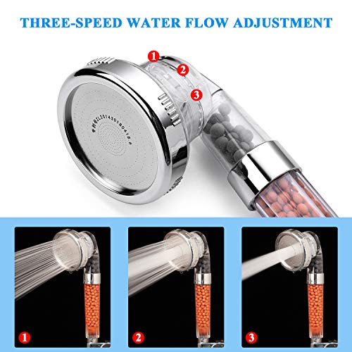 High Pressure Handheld Shower Head with Ionic Filter Beads - Transparent