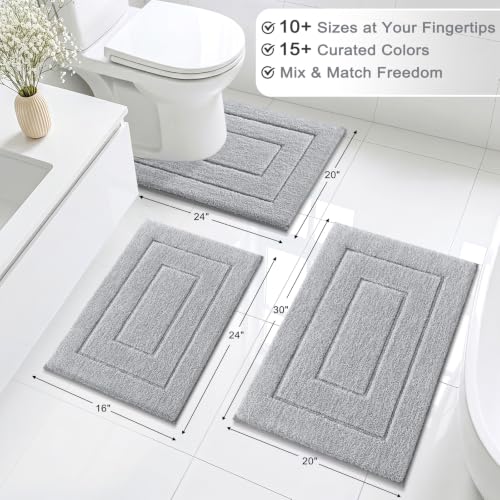 Buganda 24x16 Grey Microfiber Bathroom Rug - Soft & Absorbent