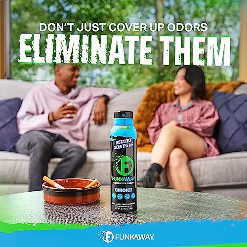 FunkAway Smoke Odor Eliminator Spray 3.4 oz (Pack of 2) - Instantly Refresh Air