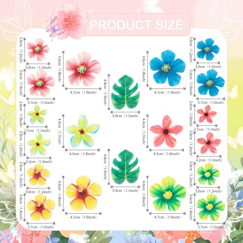 83 PCS Edible Tropical Palm Leaves & Hawaii Flowers Cupcake Toppers - Design 14