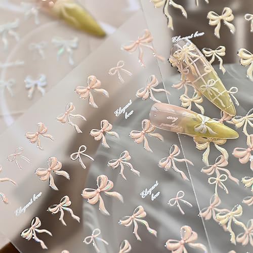 KETINIQUE White Bow Nail Stickers & Jelly Decals for Gel Nails