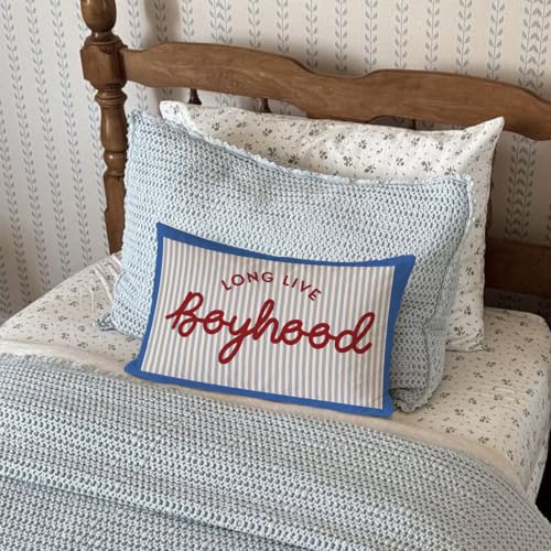 Long Live Boyhood Throw Pillow Cover 12x20 for Kids Room