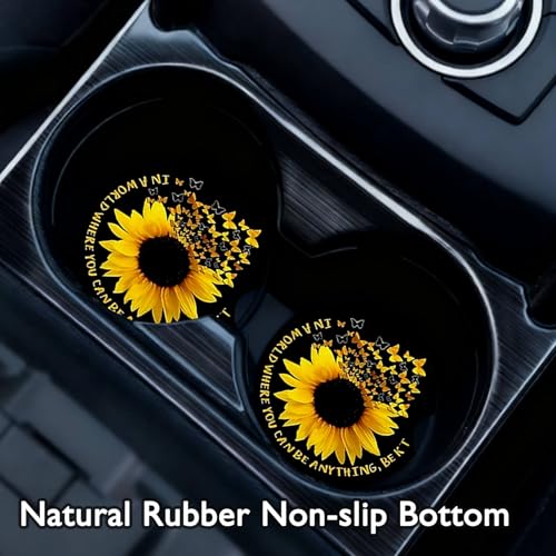 Red Ladybug Car Cup Holder Coasters - 2.75 Inch Anti-Slip Neoprene Mats