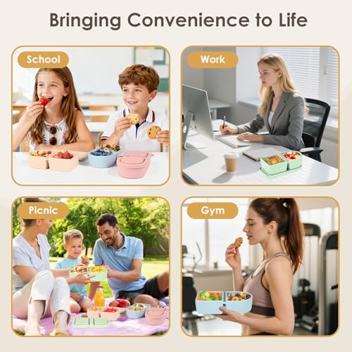 HORNORM 4-Pack Reusable Silicone Snack Containers, 8.5 oz Leakproof Dividers