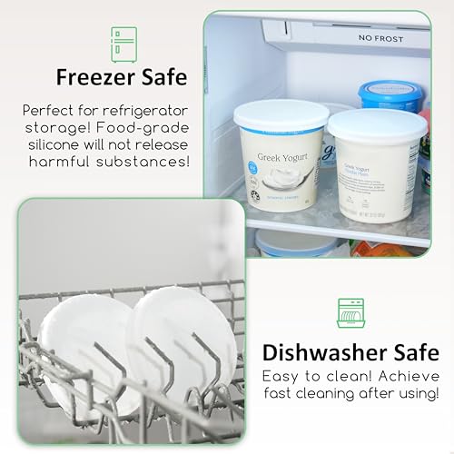 Kiicii Silicone Lids for Chobani 32oz Yogurt Containers - BPA-Free Reusable Covers