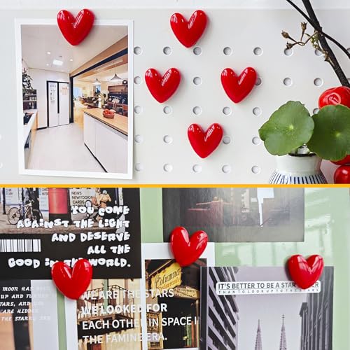 12PCS Heart-Shaped Refrigerator Magnets Set - Cute Red Decor