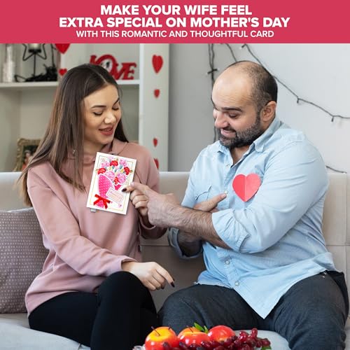 Gold Foil Mother's Day Card for Wife - 5x7in with Stickers