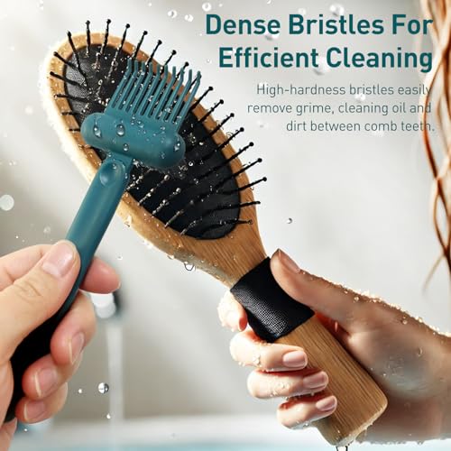 Jaasuee 2-in-1 Hair Brush Cleaning Tool, Green Hairbrush Cleaner Rake