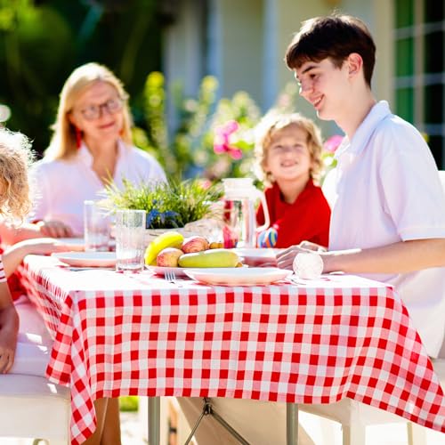 3 Pack Red Gingham Disposable Tablecloths - 54x108 Inch