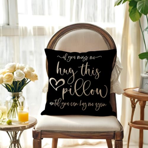 Hug This Pillow Throw Pillow Cover 18x18" Black - Heartfelt Gift