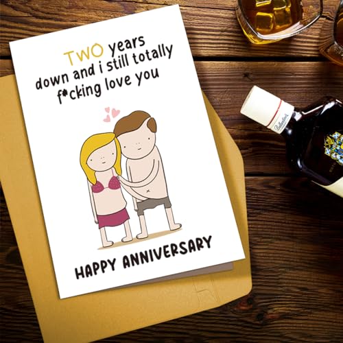 Funny 2nd Anniversary Card for Couples - Blank Inside