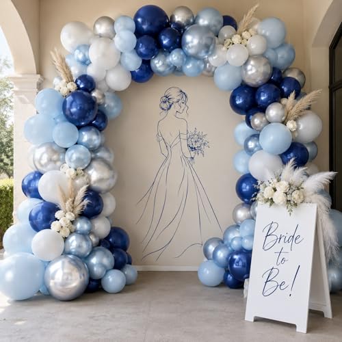 Navy Blue Silver Balloons - 50 Pack 12 Inch Latex Party Balloons