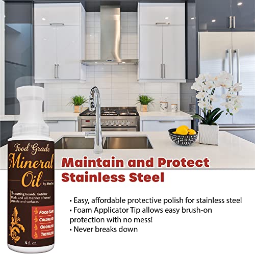 MAXTITE 4oz Mineral Oil for Cutting Boards & Wood Care with Foam Applicator