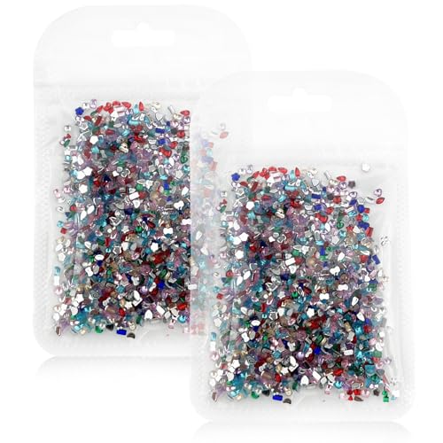 Gmlawsc 2000 PCS Crystal Nail Rhinestones Set Flatback 3D Gems for DIY Manicure