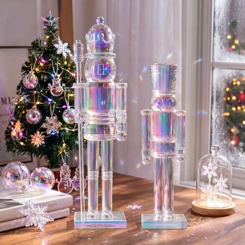 Iridescent Acrylic Christmas Nutcracker Decor Figures - 2 Pack
