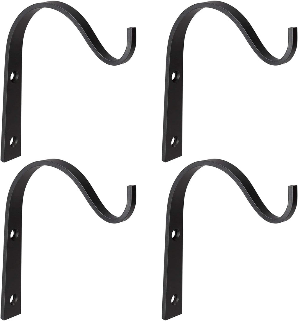 Mkono Iron Wall Hooks - 4 Pack Metal Brackets for Hanging Plants, Lanterns & Decor | 6 Inch Rustic Design