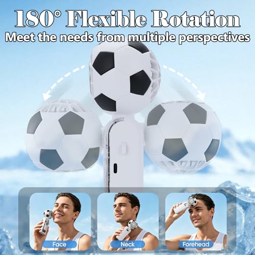 Portable Handheld Turbo Fan with Cooling - Soccer Shaped White Mini Fan