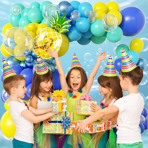 Lazy Time Ocean Cartoon Balloon Arch Kit 101Pcs Yellow Blue Pineapple Party Decor - Sponge Variation