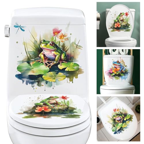 3 Pcs Green Frog Wall Decals - Cute Cartoon Toilet Lid Stickers - 3999-Frog