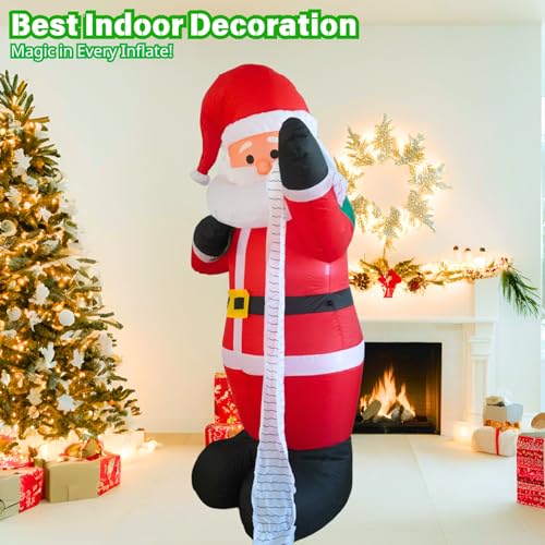 6ft Inflatable Santa with List Christmas Yard Decor Outdoor & Indoor