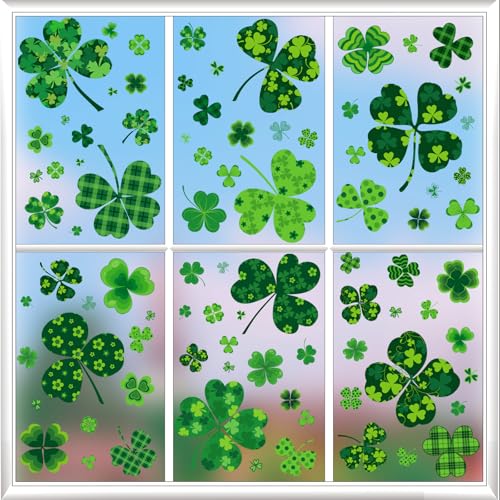 St. Patrick's Day Shamrock Window Clings - 118 Pcs Decor