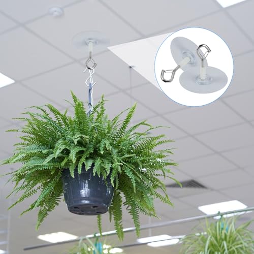 6 Pcs Self-Adhesive Ceiling Hooks Heavy Duty No-Drill Plant Hangers