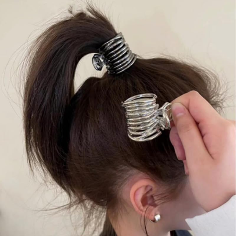 Metal Hair Claw Clips 2Pcs - 1.4 Inch Medium Shark Clips for Ponytails
