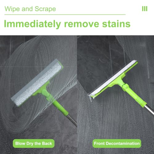 Extendable Shower Squeegee with 12" Wiper Blade & Microfiber Cloth