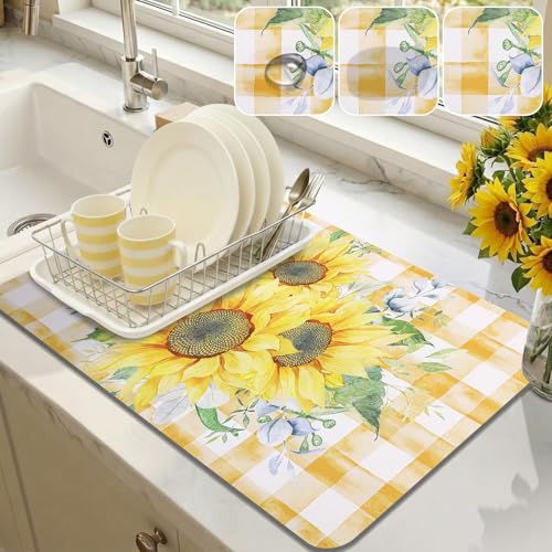 LOKHOM Sunflower Coffee Dish Drying Mat 12" x 20"