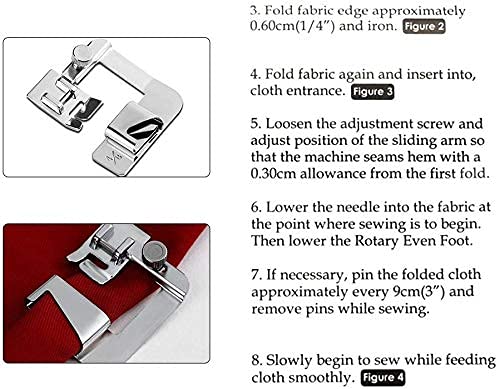 3-Piece Adjustable Rolled Hem Foot Set for Sewing Machines