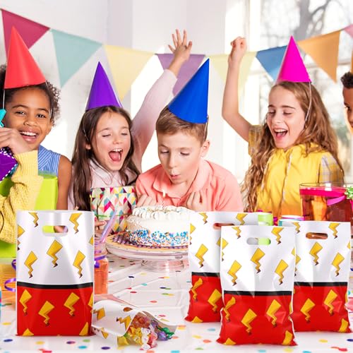 50 Pcs Cartoon Birthday Gift Bags - Red & White Party Favor