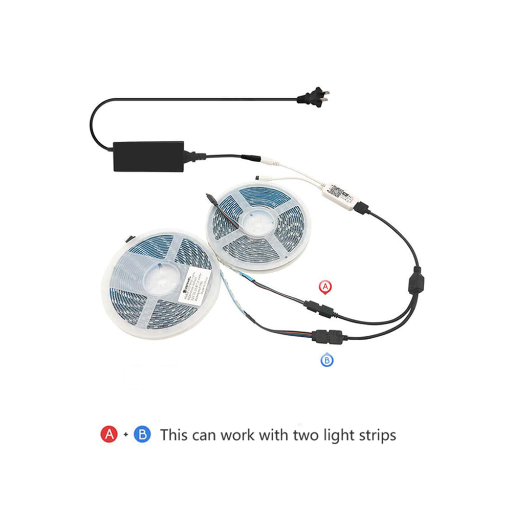 RGBZONE 2 Pack Black 4 Pins LED Splitter Cable Strip Connector 2 Way Splitter Y Splitter for 1 to 2 RGB 5050 3528 LED Light Strips with 6 x Male 4 Pin Plugs (11.8")