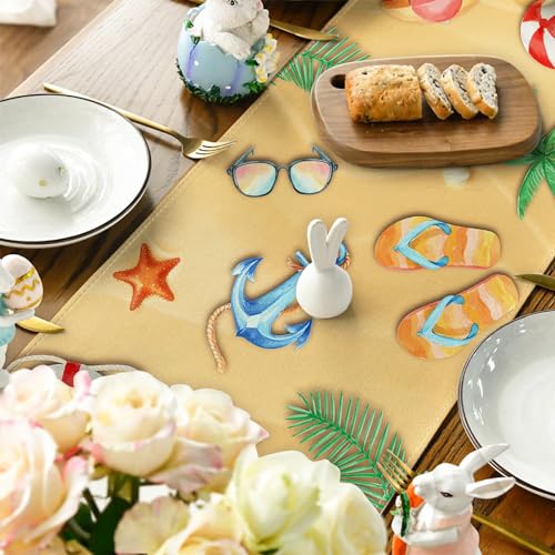 Nautical Beach Table Runner Coastal Summer Seaside Decor 13x72 Inch