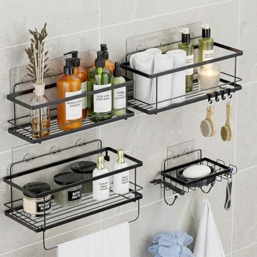 Heavy-Duty Shower Caddy Adhesive Strips - 2 Pack Waterproof Hooks