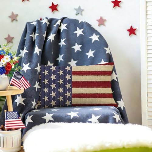 RABUSOFA 4th of July Patriotic Pillow Cover 12x20 - Vintage American Flag