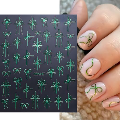 Christmas Nail Art Stickers 6Pcs Self-Adhesive Bow Decals