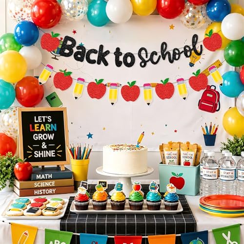 Back to School Banner Garland with Pencil & Apple Design