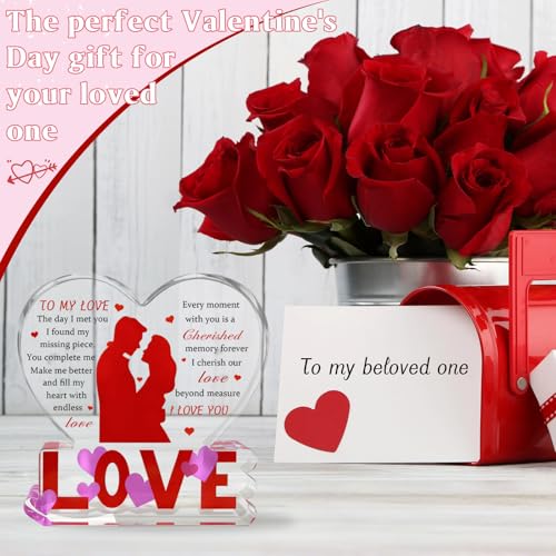 Heart-Shaped Engraved Acrylic Love Plaque - Romantic Gift