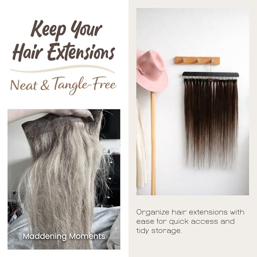 Hair Extension Organizer - 2 Pack Storage Hanger with Metal Hooks