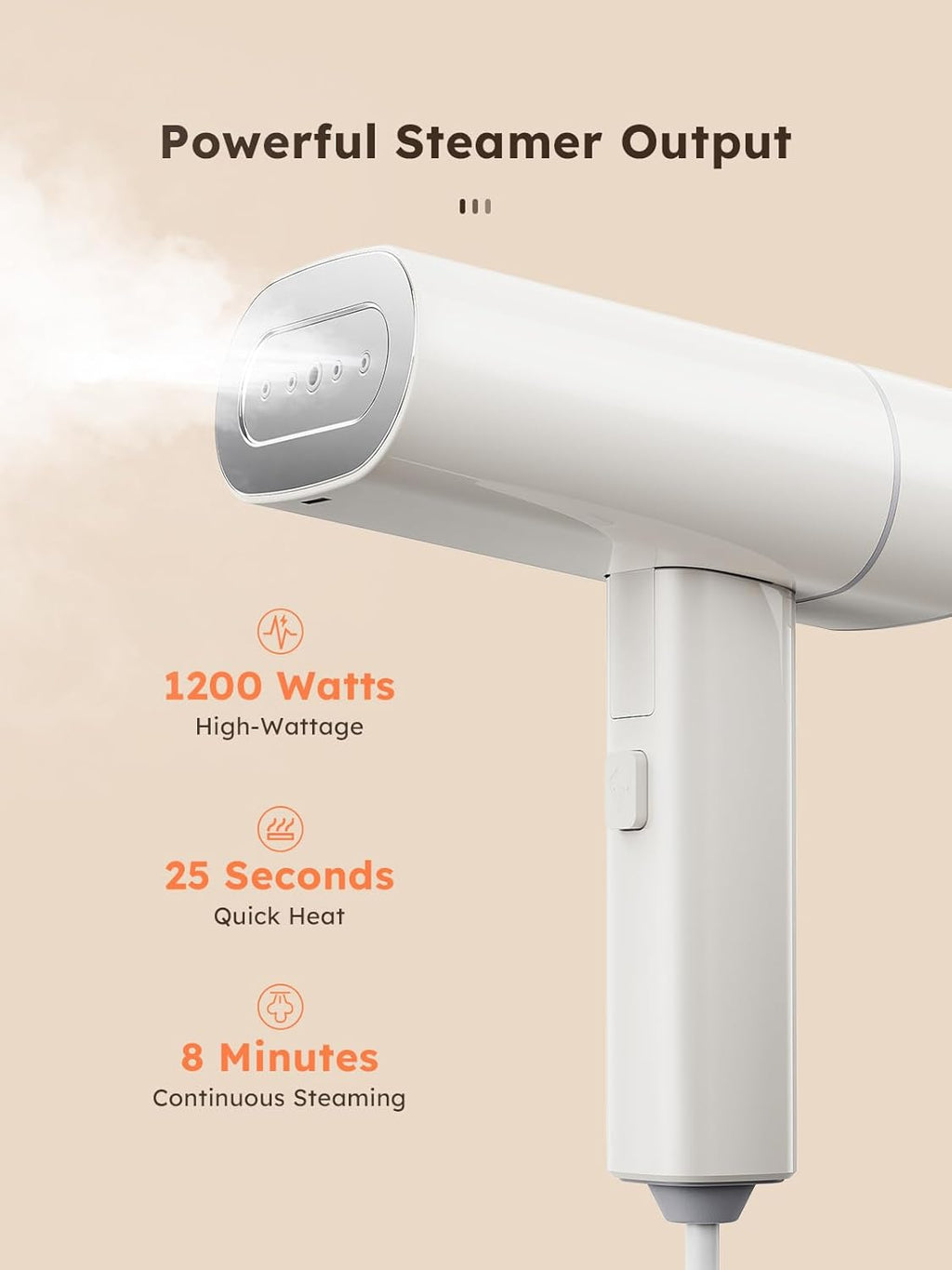 Yabano Foldable 1200W Travel Garment Steamer - Handheld Fabric Steamer with 140ml Tank | Ideal for Home & Office