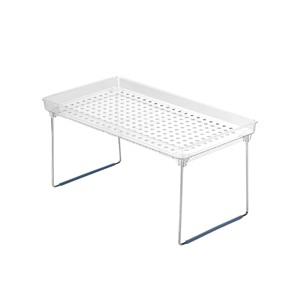 madesmart Stacking Shelf, Large, Vertical Storage with Airflow Holes, Organizer for Spices, Make-Up, Bottles & Jars, Blue