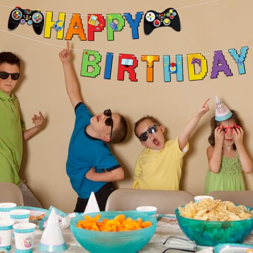 Abilat Video Game Happy Birthday Banner Gamer Controller Party Supplies