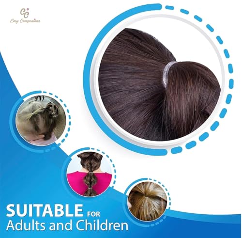Cosy Companions Clear Hair Elastics 250 Pack - Mini Rubber Bands for Hair