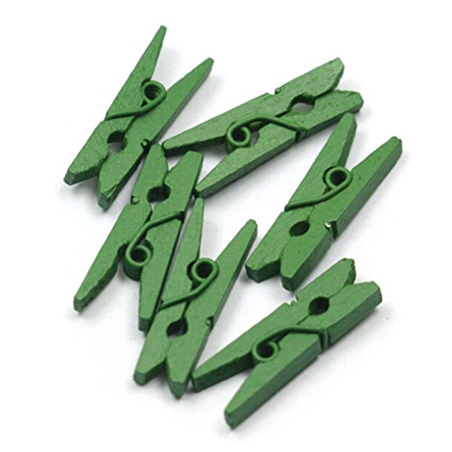 Mini Green Wooden Clips - 100 Pack for Crafts & Decorations