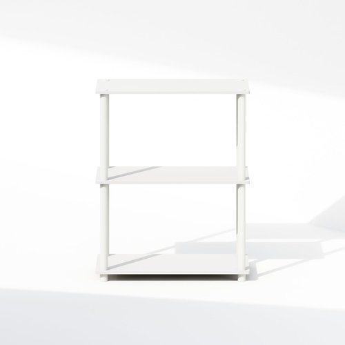 Furinno Turn-N-Tube Book Shelf, 3-Tier Bookshelf, Bookcase with Multipurpose Compact Display Rack, 11.6 x 23.6 x 29.6, for Living Room, Bedroom, Home Office, White/White