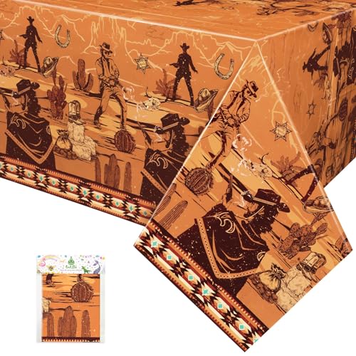 WERNNSAI Western Cowboy Tablecloth - 54x108 Inch Party Decor