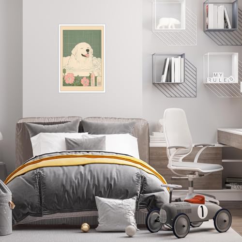 Great Pyrenees Dog Wall Art Japanese Minimalist Canvas Poster 8x12